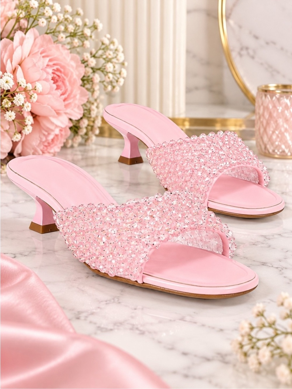 NWT Gianni Bini Pink Billeena
Beaded Dress Slide Sandals
Size 7.5